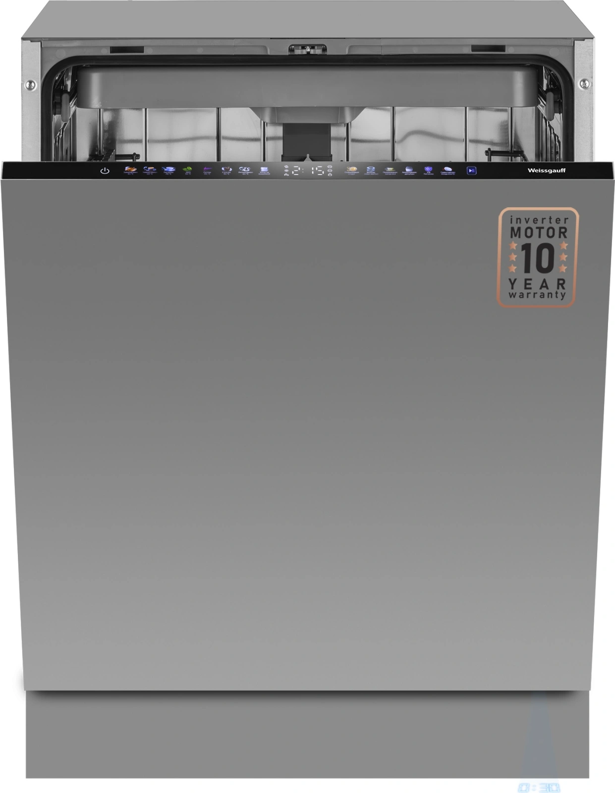 Посудомоечная машина встраив. Weissgauff BDW 6138 Touch Inverter Autoopen Timer Floor полноразмерная серебристый инвертор