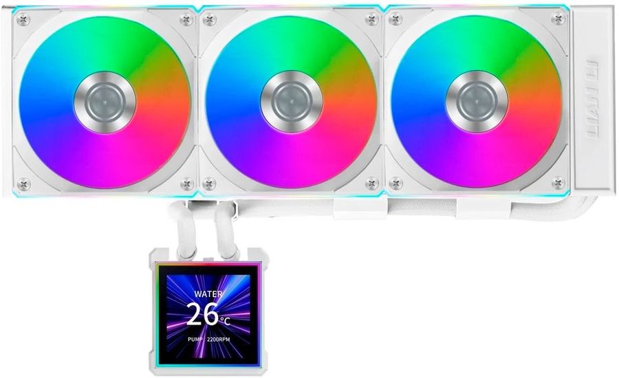 Система водяного охлаждения Lian-Li HydroShift II LCD-S 360CL ARGB Soc-AM5/AM4/1700/1851 белый 4-pin 30dB Al+Cu LCD Ret (G89.GHS2LCDS36CW.R0)