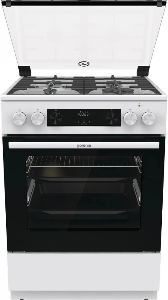 Плита Комбинированная Gorenje GKS6C70WA белый (стеклянная крышка) реш.чугун