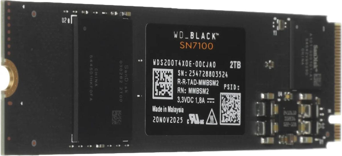 Накопитель SSD WD PCIe 4.0 x4 2TB WDS200T4X0E Black SN7100 M.2 2280 7250/6900