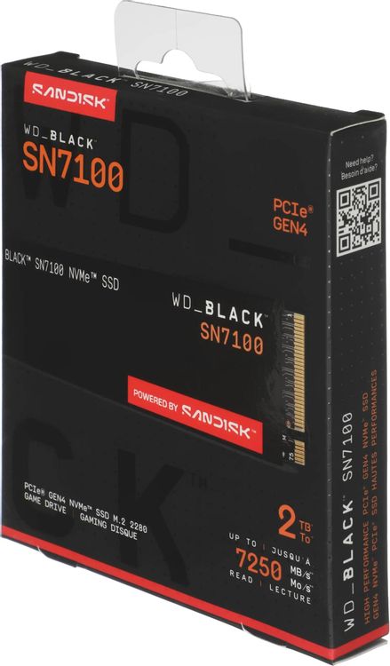 Накопитель SSD WD PCIe 4.0 x4 2TB WDS200T4X0E Black SN7100 M.2 2280 7250/6900
