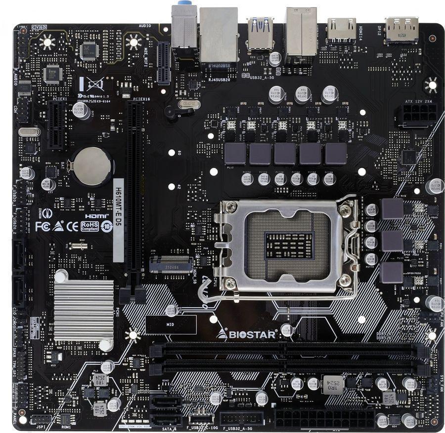 Материнская плата Biostar H610MT-E D5 Soc-1700 Intel H610 2xDDR5 mATX AC`97 8ch(7.1) GbLAN+HDMI+DP