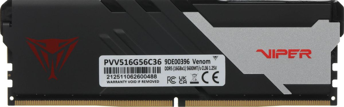 Память DDR5 16GB 5600MHz Patriot PVV516G56C36 Viper Venom RTL Gaming PC5-44800 CL36 DIMM 288-pin 1.25В kit с радиатором Ret