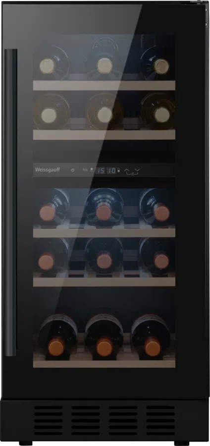 Винный шкаф Weissgauff WWCI-26 DB DualZone 1-нокамерн. черный глянц. (438724)