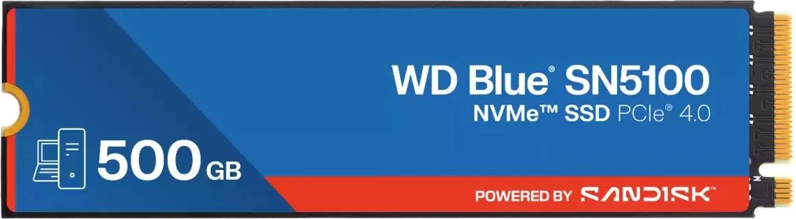 Накопитель SSD WD PCIe 4.0 x4 500GB WDS500G5B0E SN5100 Blue NVMe M.2 2280 6600/5600