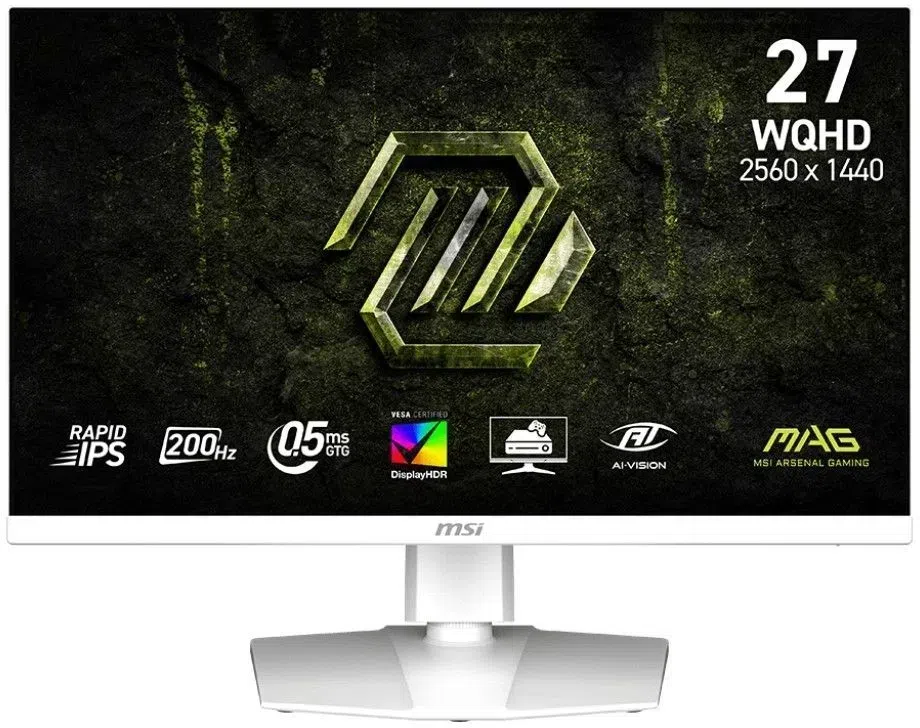 Монитор MSI 27" Mag 274QRFW E20 белый IPS LED 16:9 HDMI матовая HAS Piv 300cd 178гр/178гр 2560x1440 200Hz DP WQ 6.9кг