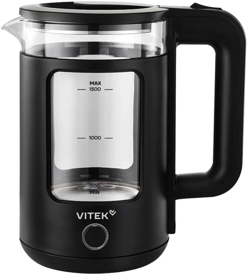 Чайник электрический Vitek VT-WK1082 1.7л. 2000Вт черный корпус: стекло