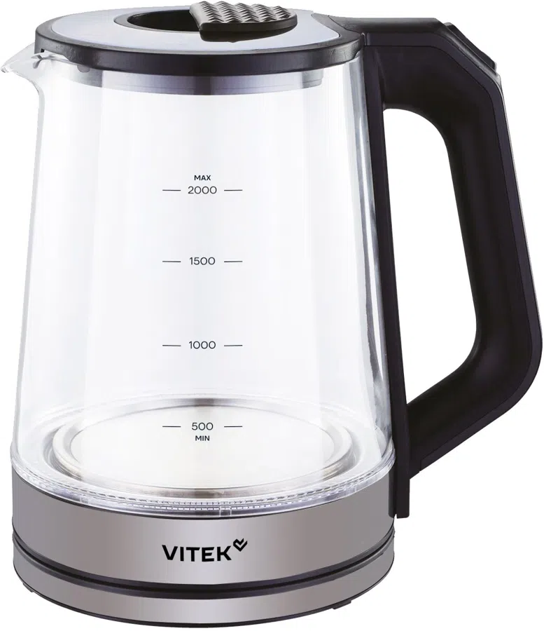 Чайник электрический Vitek VT-WK1081 2л. 1900Вт черный/серебристый корпус: стекло