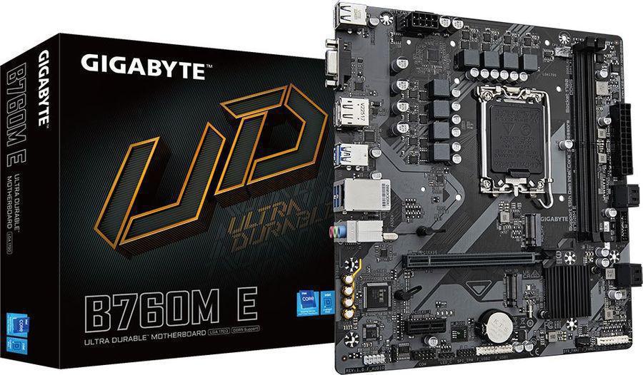 Материнская плата Gigabyte B760M E Soc-1700 Intel B760 2xDDR5 mATX AC`97 8ch(7.1) GbLAN RAID+VGA+HDMI+DP