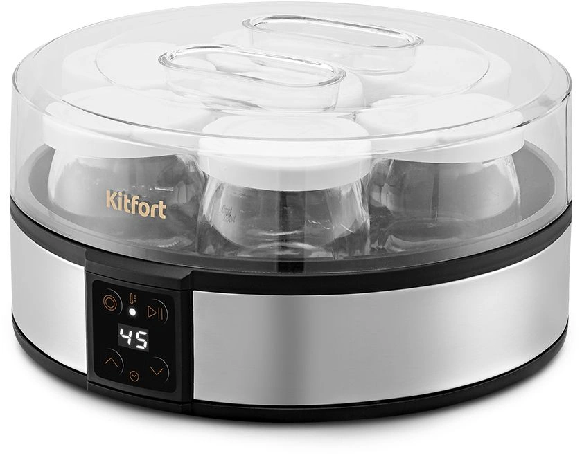 Йогуртница Kitfort КТ-6363 20Вт 7б. 180мл упр.:электрон. серебристый/черный