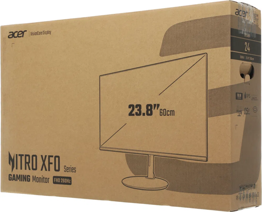Монитор Acer 23.8" Nitro XF240YW5bmiiphx черный IPS LED 1ms 16:9 HDMI M/M матовая HAS Piv 250cd 178гр/178гр 1920x1080 240Hz FreeSync Premium DP FHD 3.86кг