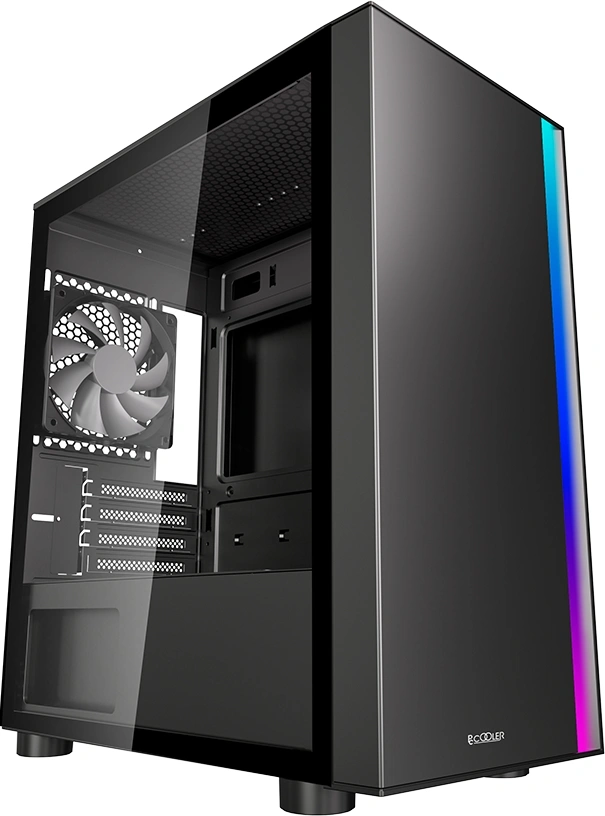 Корпус PcCooler LM300 Argb черный без БП ATX 8x120mm 2x140mm 1xUSB3.0 audio bott PSU