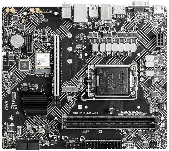 Материнская плата MSI PRO H610M-G WIFI Soc-1700 Intel H610 2xDDR5 mATX AC`97 8ch(7.1) GbLAN+VGA+HDMI+DP