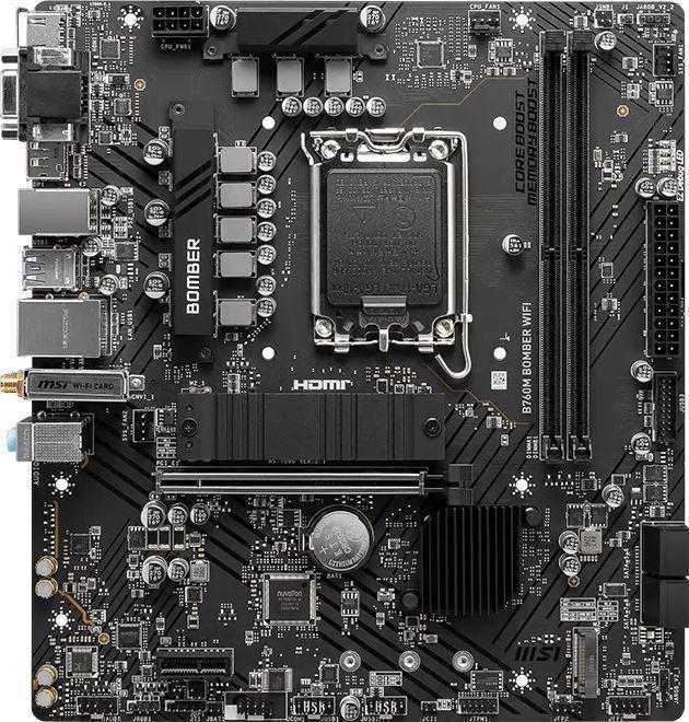 Материнская плата MSI B760M BOMBER WIFI Soc-1700 Intel B760 2xDDR5 mATX AC`97 8ch(7.1) 2.5Gg+VGA+HDMI+DP