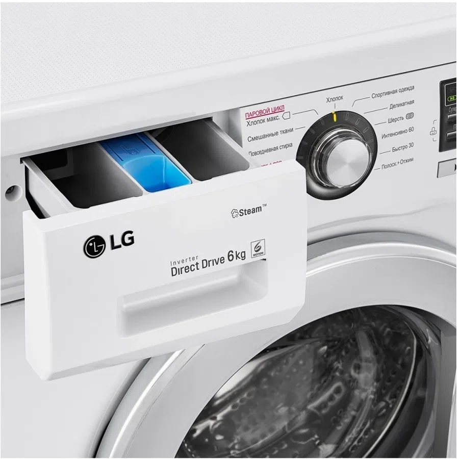 Стиральная машина LG F12M7NDS1 класс: A загр.фронтальная макс.:6кг белый инвертор