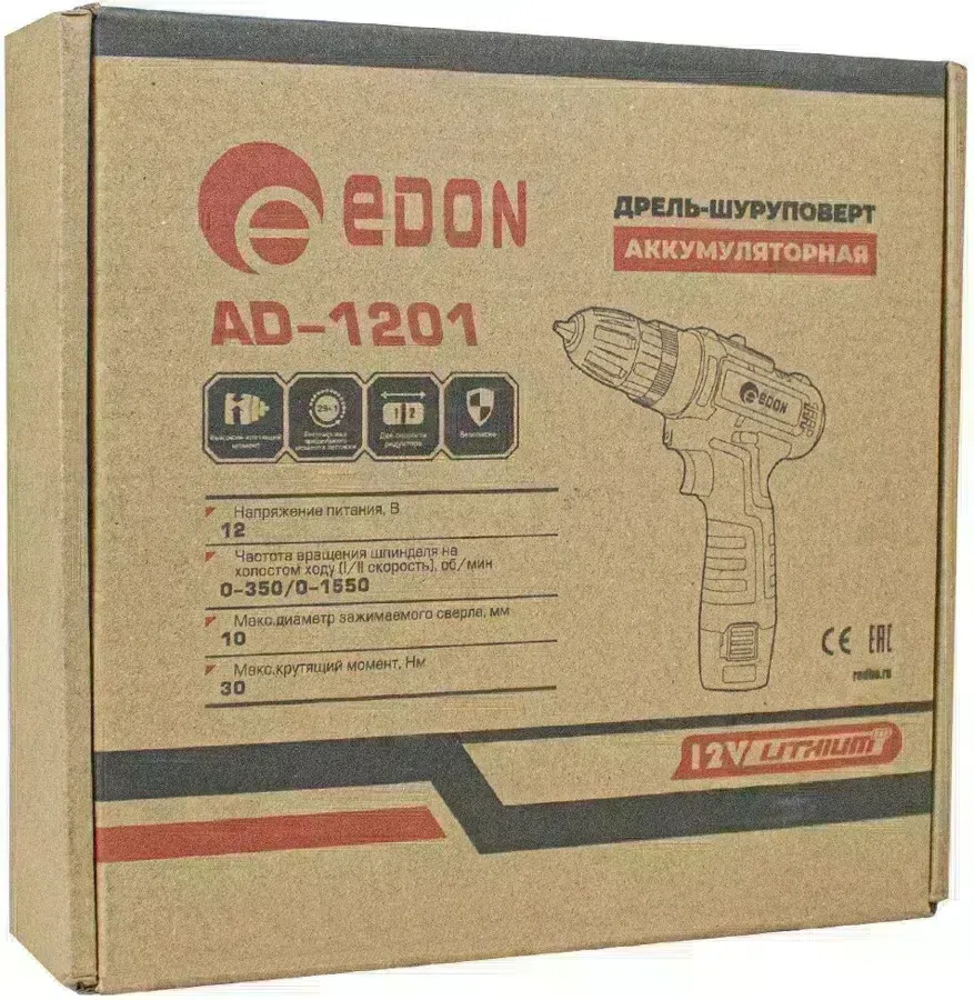 Дрель-шуруповерт Edon AD-1201 аккум. патрон:быстрозажимной (15417)