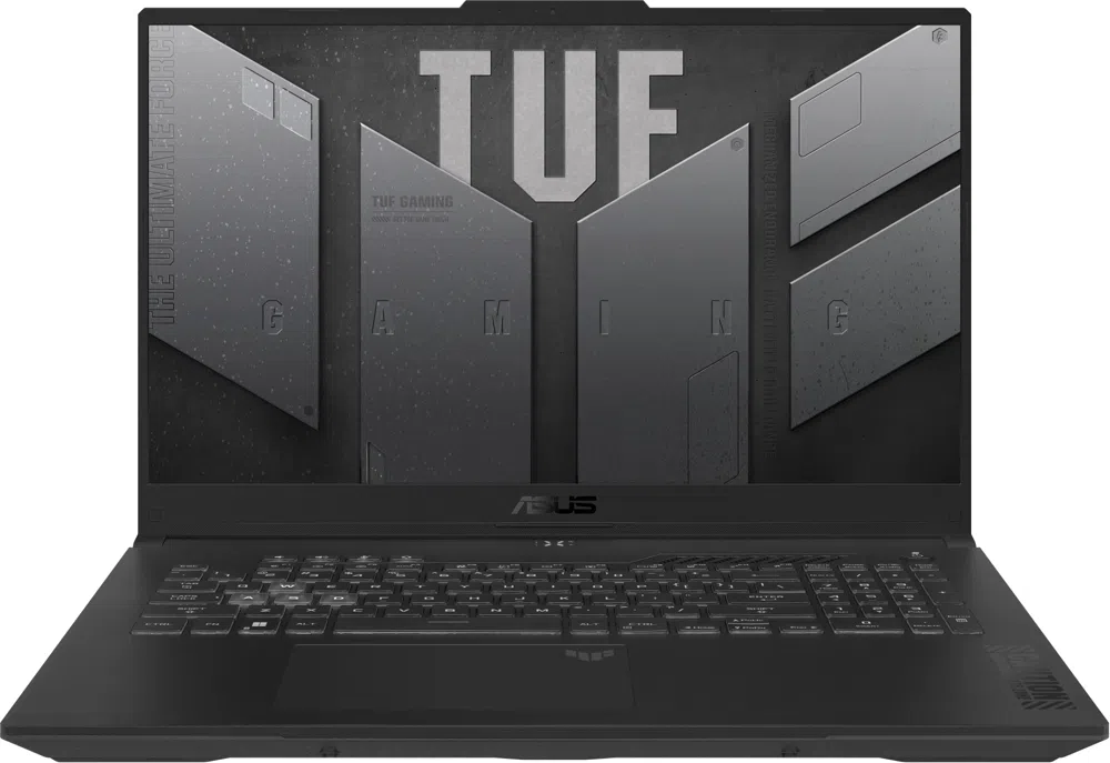 Ноутбук Asus TUF Gaming A17 FA707NUG-HX182 Ryzen 7 7445HS 16Gb SSD512Gb NVIDIA GeForce RTX4050 6Gb 17.3" IPS FHD (1920x1080) без ОС grey WiFi BT Cam (90NR0EF5-M00AX0)