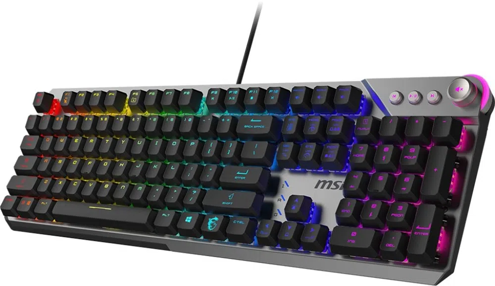 Клавиатура MSI STRIKE 600 Silent механическая серый/черный USB Multimedia for gamer LED (S11-04RU256-CLA) кабель 1.8м
