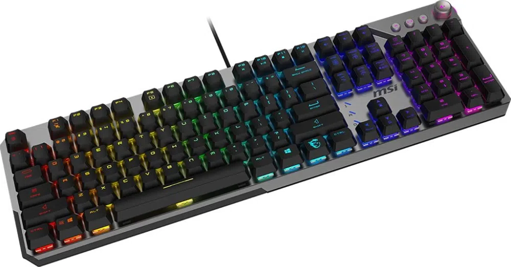 Клавиатура MSI STRIKE 600 Silent механическая серый/черный USB Multimedia for gamer LED (S11-04RU256-CLA) кабель 1.8м