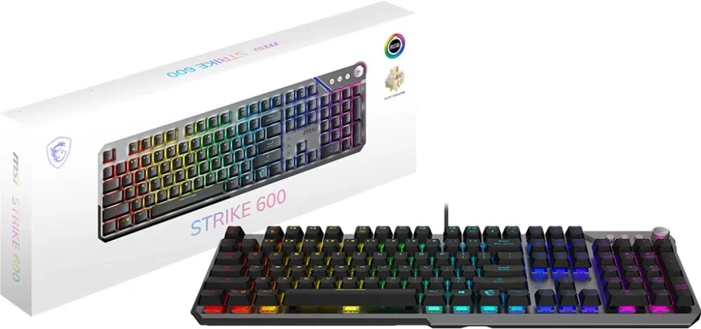 Клавиатура MSI STRIKE 600 Silent механическая серый/черный USB Multimedia for gamer LED (S11-04RU256-CLA) кабель 1.8м