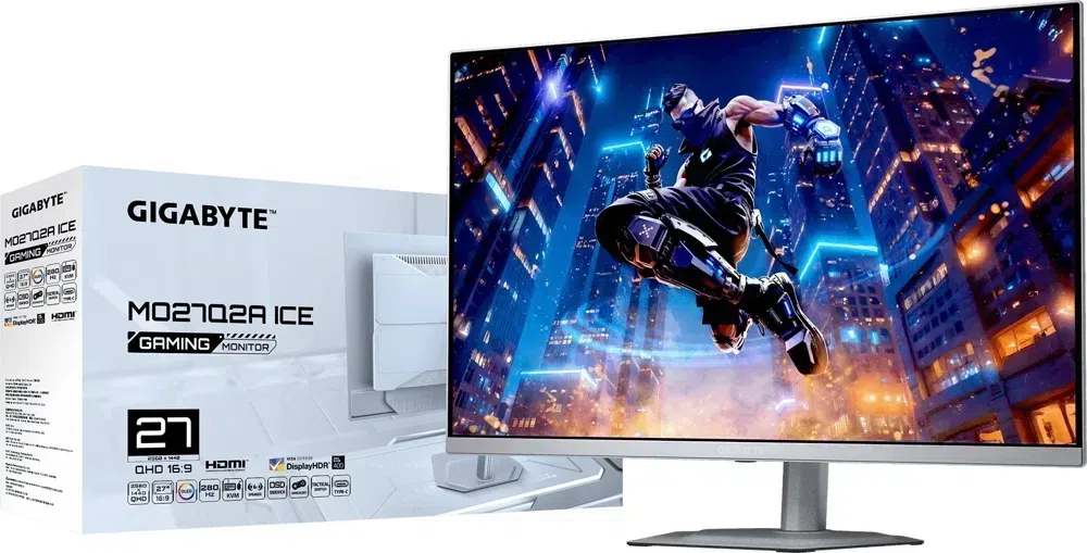 Монитор Gigabyte 26.5" MO27Q2A ICE черный QD OLED LED 16:9 HDMI M/M матовая HAS Piv 1500000:1 1000cd 178гр/178гр 2560x1440 280Hz G-Sync FreeSync Premium Pro DP QHD USB 6.59кг