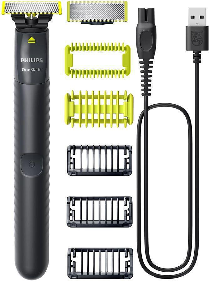 Триммер Philips OneBlade Pro QP1624/10 серый/зеленый 0.5Вт (насадок в компл:6шт)