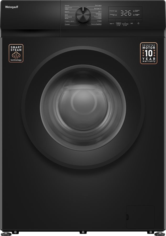 Стиральная машина Weissgauff WM 39106 Inverter Steam класс: A++ загр.фронтальная макс.:6кг черный инвертор