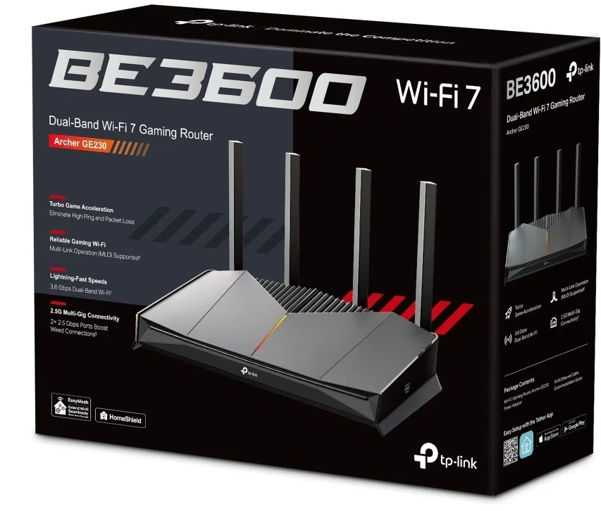 Роутер беспроводной TP-Link Archer GE230 BE3600 100/1000/2500BASE-T черный