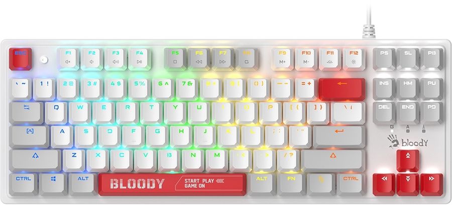 Клавиатура A4Tech S310N механическая белый/красный USB Multimedia for gamer LED кабель 1.8м