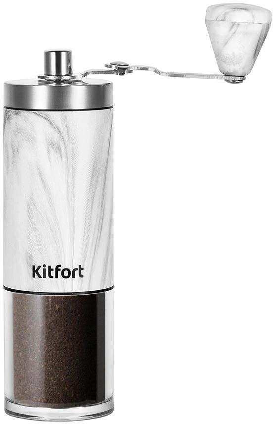 Кофемолка Kitfort КТ-7471 ручная сист.помол.:жернова вместим.:25гр серый/серебристый