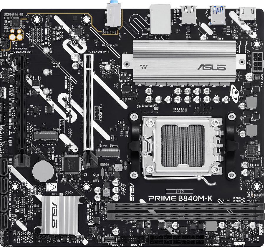 Материнская плата Asus PRIME B840M-K Socket AM5 AMD B840 2xDDR5 mATX AC`97 8ch(7.1) 2.5Gg RAID+HDMI
