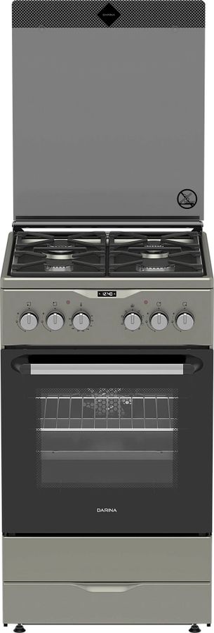 Плита Комбинированная Darina PL KM241 311 1X нержавеющая сталь (стеклянная крышка) реш.чугун