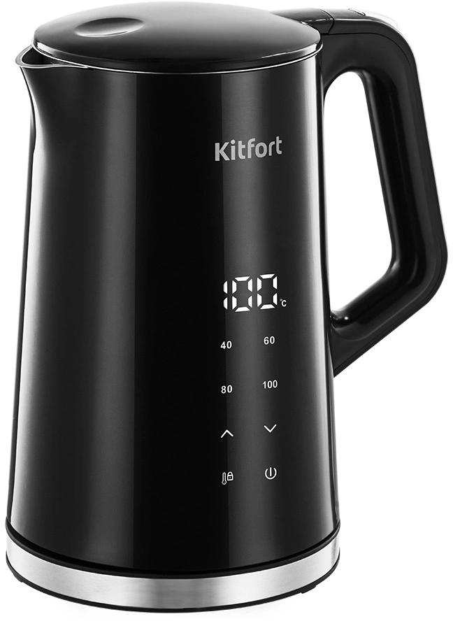 Чайник электрический Kitfort КТ-6703 1.7л. 2200Вт черный/нержавеющая сталь корпус: нерж.сталь/пластик