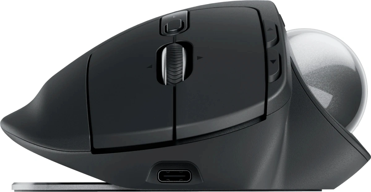 Трекбол Logitech Trackball MX Ergo S графитовый оптическая 2048dpi silent беспров. BT/Radio USB 8but (910-007261)