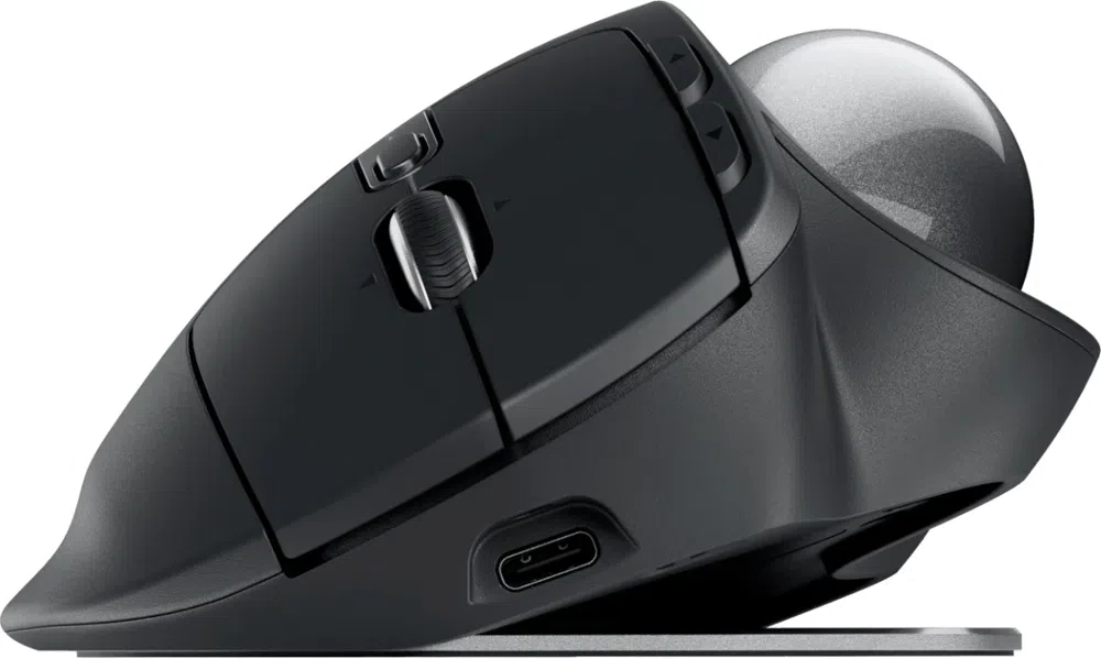 Трекбол Logitech Trackball MX Ergo S графитовый оптическая 2048dpi silent беспров. BT/Radio USB 8but (910-007261)