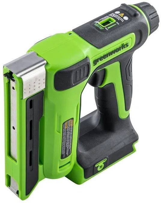 Степлер аккумуляторный Greenworks G24CS10 скобы тип 53: 6-14мм гвозди тип 47: 14мм