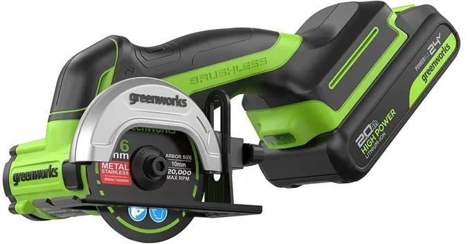 Углошлифовальная машина Greenworks GD24UCS 500Вт 20000об/мин рез.шпин.:M6 d=76мм (3402007CUA)