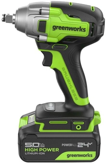 Гайковерт Greenworks GD24IW400 аккум. патрон:квад.1/2" (3802907CUG)