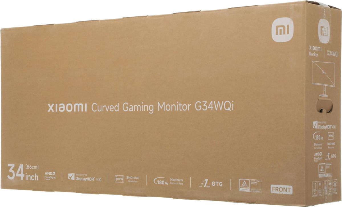 Монитор Xiaomi 34" G34WQi 2026 черный VA LED 21:9 HDMI матовая HAS 3500:1 400cd 178гр/178гр 3440x1440 180Hz FreeSync Premium DP 2K 6.9кг
