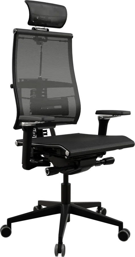 Кресло руководителя эргономичное Метта Yoga Spine Black Edition черный сиденье черный сетка с подголов. крестов.5-луч. металл хром