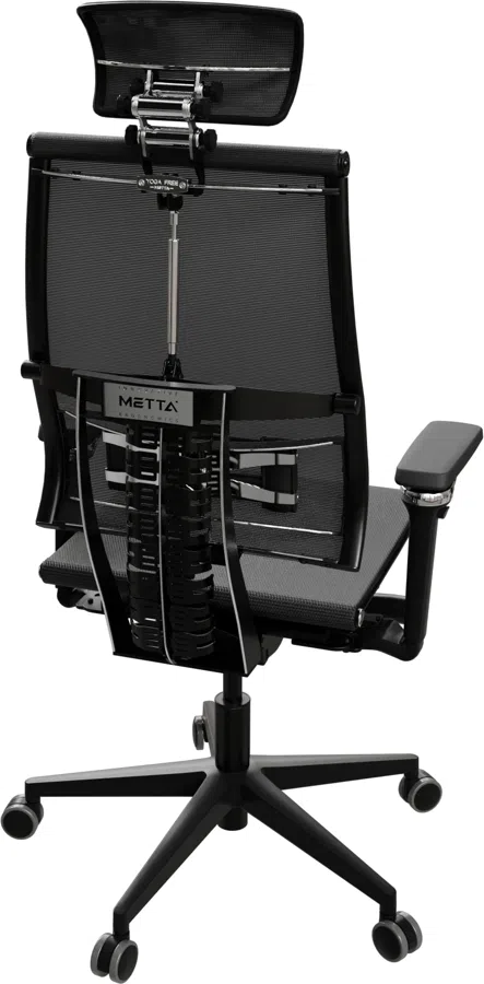 Кресло руководителя эргономичное Метта Yoga Spine Black Edition черный сиденье черный сетка с подголов. крестов.5-луч. металл хром