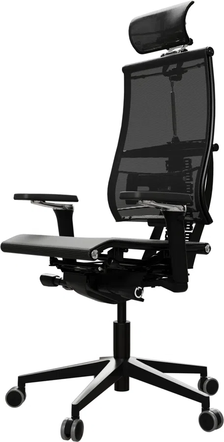 Кресло руководителя эргономичное Метта Yoga Spine Black Edition черный сиденье черный сетка с подголов. крестов.5-луч. металл хром
