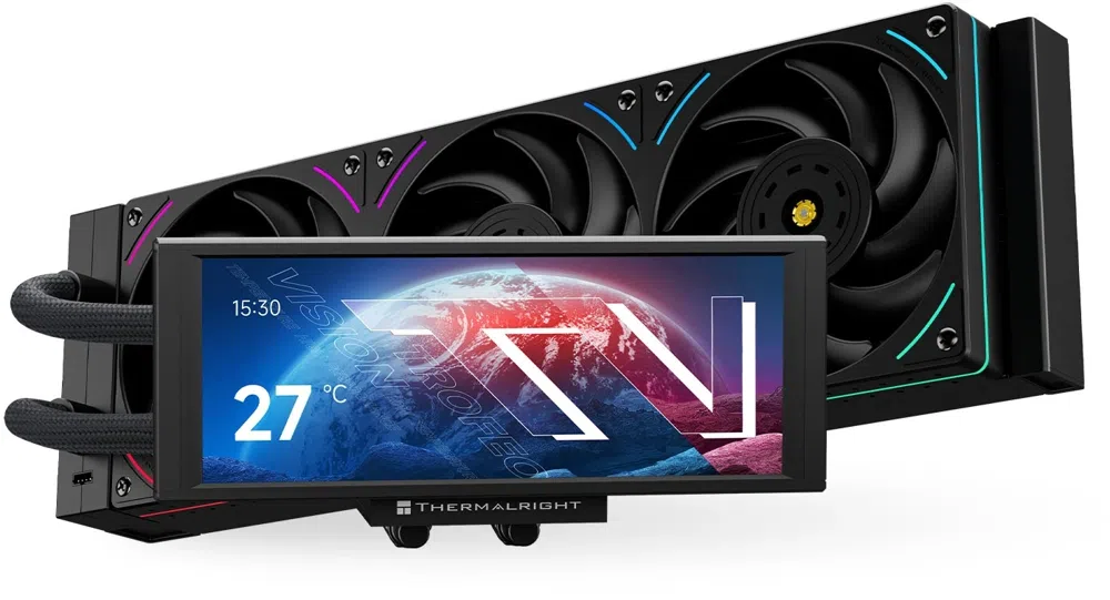 Система водяного охлаждения Thermalright Trofeo Vision 360 ARGB Soc-AM5/AM4/1200/1700/1851 черный 4-pin 27dB Al LCD Ret (T-VISION-360-BL-ARGB)