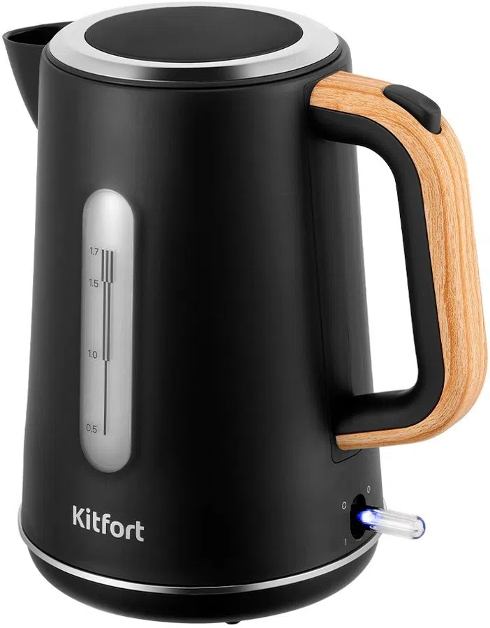 Чайник электрический Kitfort КТ-8706 1.7л. 3000Вт черный/дерево корпус: пластик
