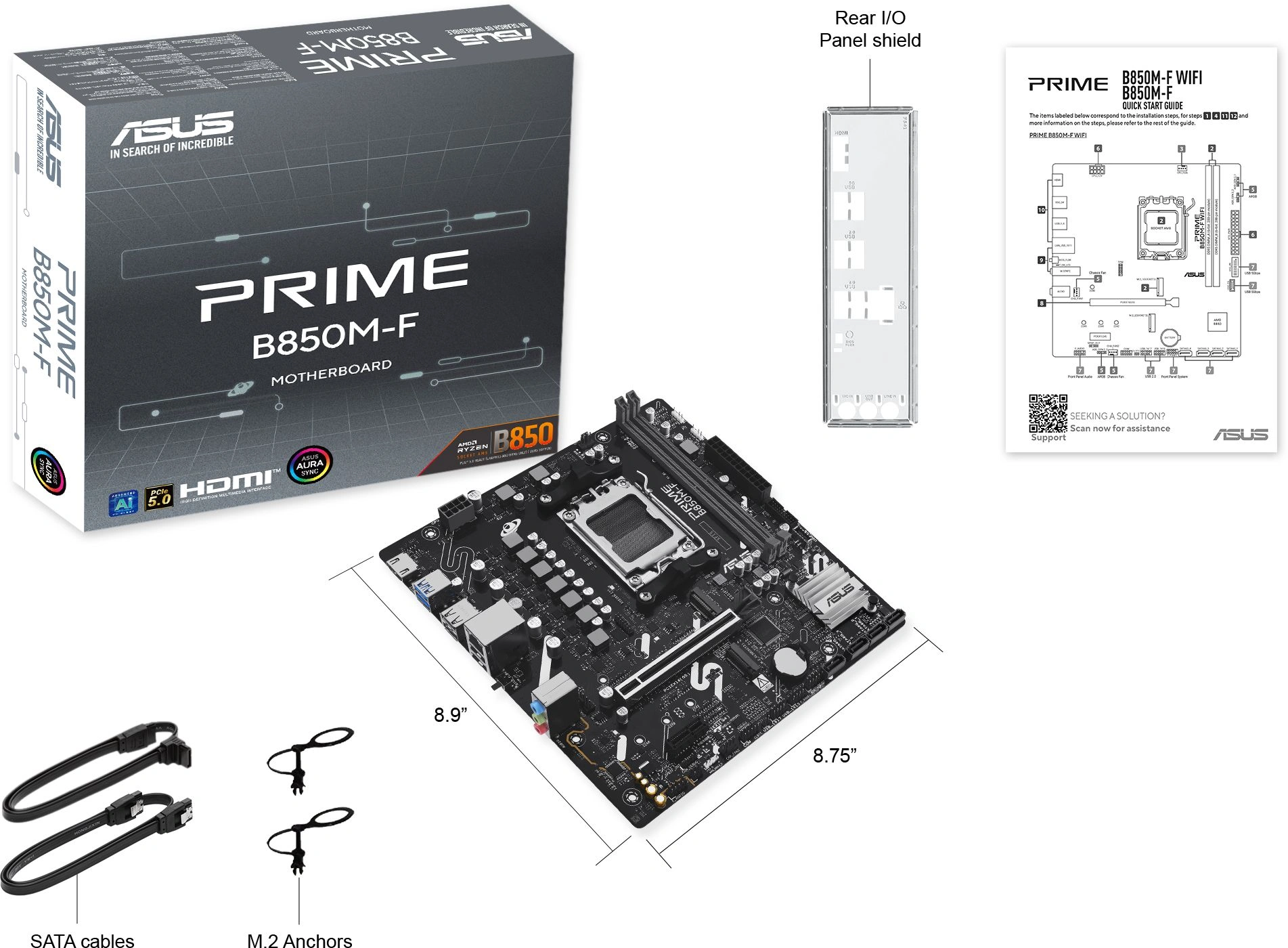Материнская плата Asus PRIME B850M-F Socket AM5 AMD B850 2xDDR5 mATX AC`97 8ch(7.1) GbLAN RAID+VGA+HDMI