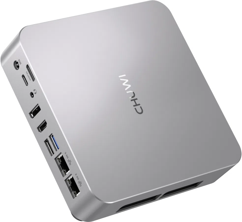ПК Мини Chuwi AuBox Ryzen 7 8745HS (3.8) 780M без ОС 2x2.5GbitEth WiFi BT 120W серебристый/черный