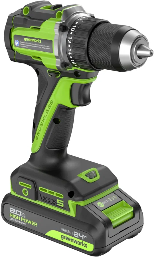 Дрель-шуруповерт Greenworks DD560 аккум. патрон:быстрозажимной (3708407CUA)