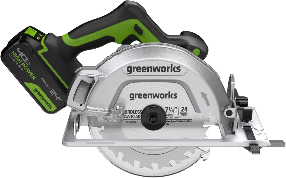 Циркулярная пила (дисковая) Greenworks GD24CS (ручная) D диска.:185мм (1500907CUB)
