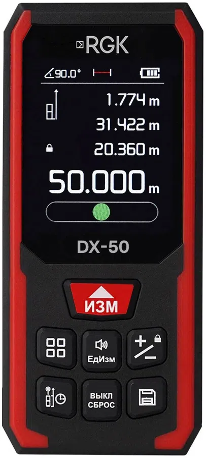 Лазерный дальномер RGK DX-50 2кл.лаз. 670нм цв.луч. красный