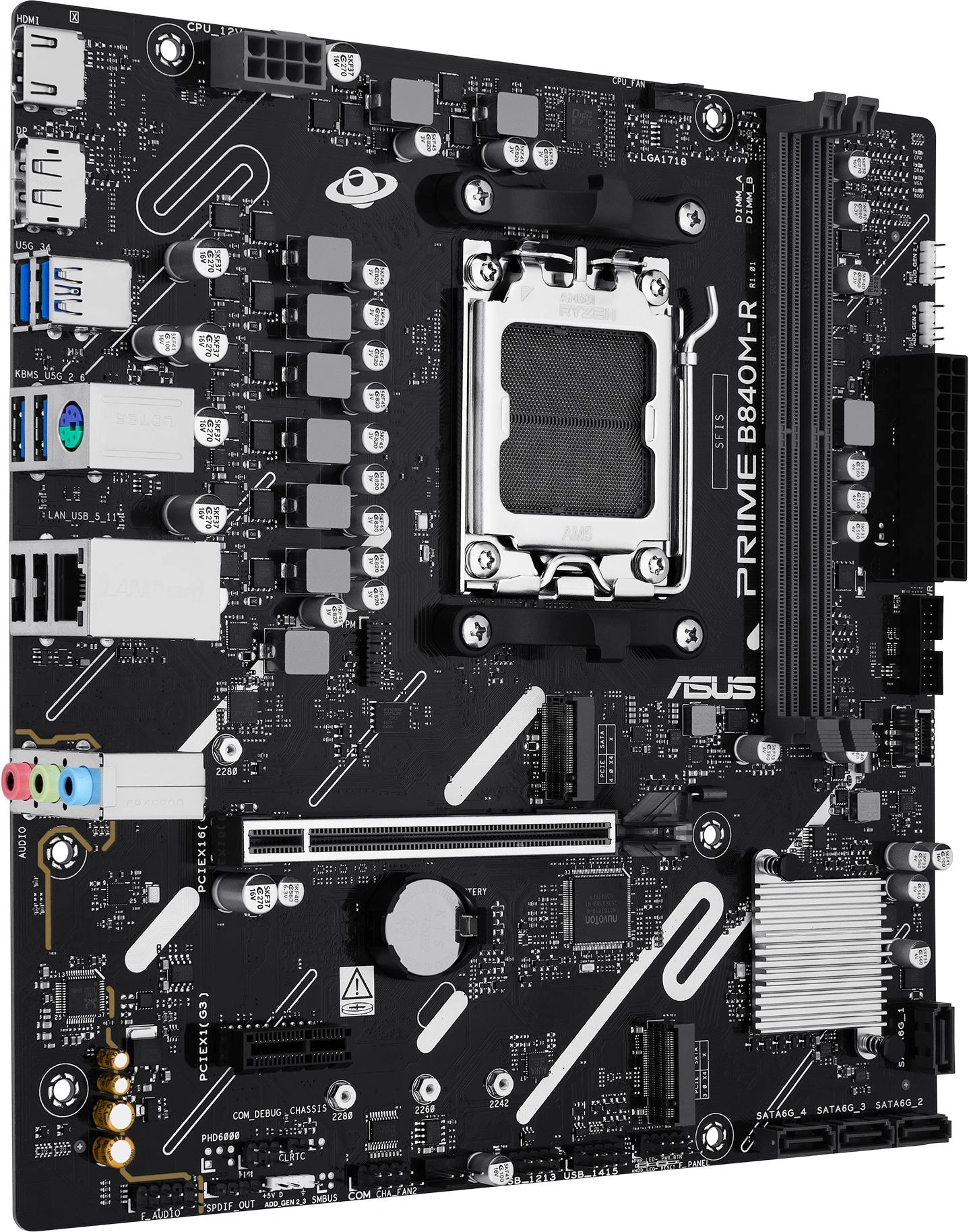 Материнская плата Asus PRIME B840M-R Socket AM5 AMD B840 2xDDR5 mATX AC`97 8ch(7.1) GbLAN RAID+HDMI+DP